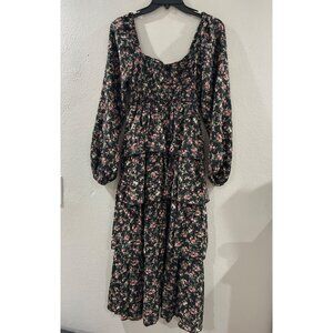 Altard State Womens black floral long-sleeved tiered maxi dress size XS